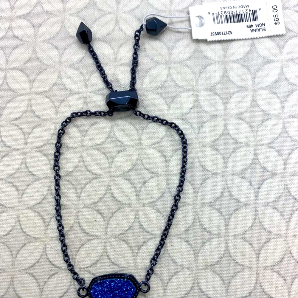 Kendra Scott Elaina Bracelet - adjustable dark Navy gunmetal drusy